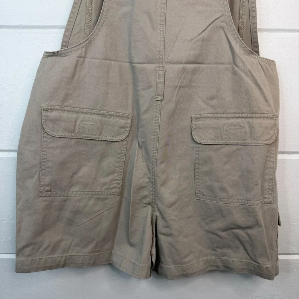 Vintage Overalls Y2K Khaki‎ Shortalls Large Juniors No Boundaries 100% Cotton